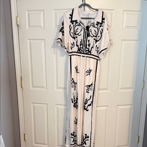 Fashion Nova Black and White Embroidered jumpsuit